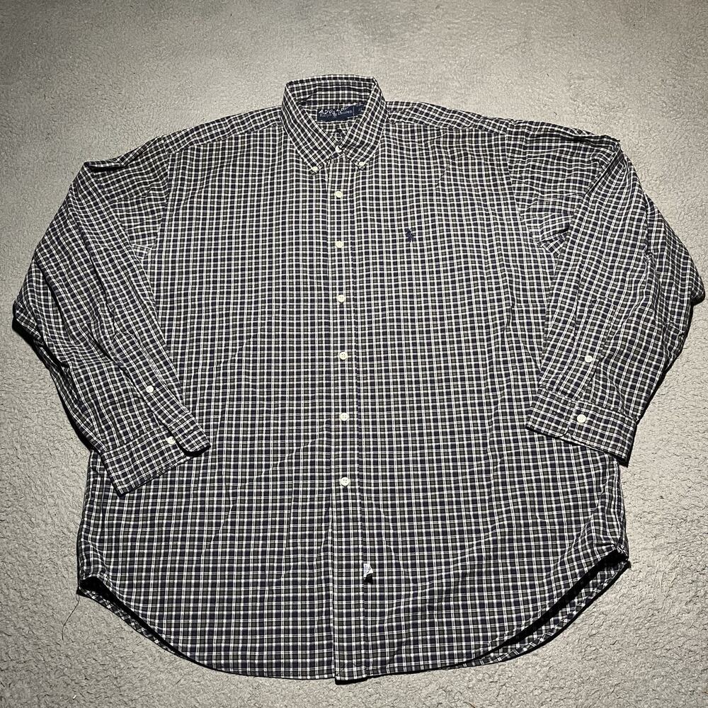 Vintage Ralph Lauren Shirt Mens XL Plaid Long Sleeve Button Down Y2K 90s Cotton